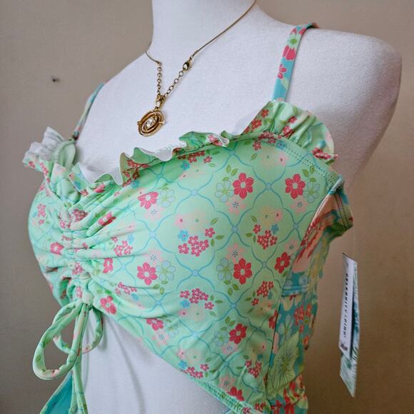 Size XL 15/17 Celebrity Pink Swim Multi-Colored Mismatched Floral One Piece - Picture 10 of 16